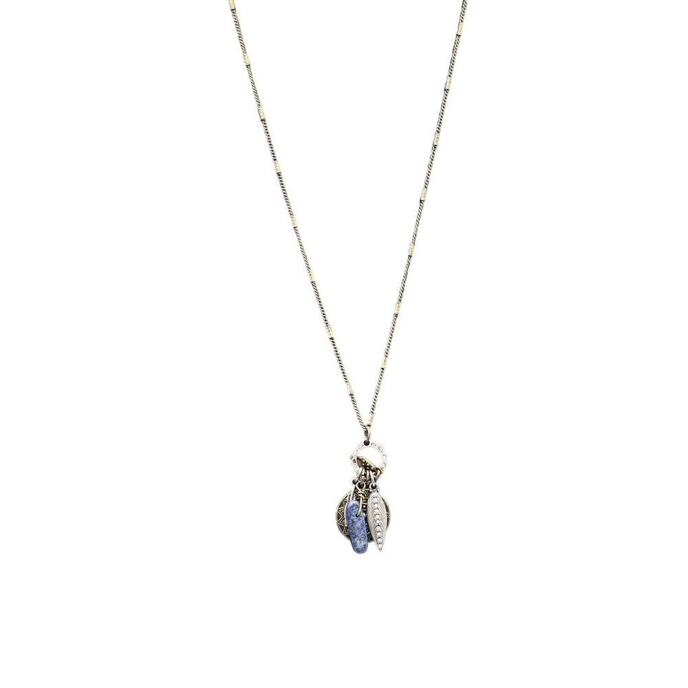 American Eagle Rhinestone Feather Pendant Chain Necklace Silver and Gold Tone - Picture 3 of 8